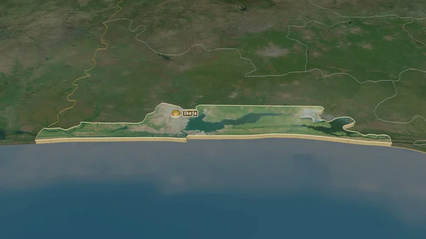 Zoom Ind Lagos Staten Nigeria Ekstruderet Skævt Perspektiv Satellitbilleder Gengivelse - Stock-foto