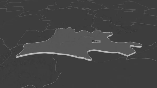 Zoom Nassarawa State Nigeria Extruded Oblique Perspective Bilevel Elevation Map — Stock Photo, Image