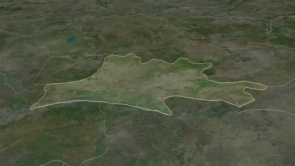 概述了Nassarawa 尼日利亚州 的情况 斜的角度 卫星图像 3D渲染 — 图库照片