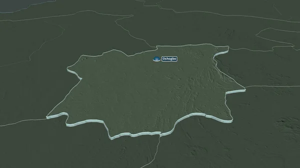 Powiększenie Osun Stan Nigeria Ekstrudowane Perspektywa Ukośna Kolorowa Wyboista Mapa — Zdjęcie stockowe