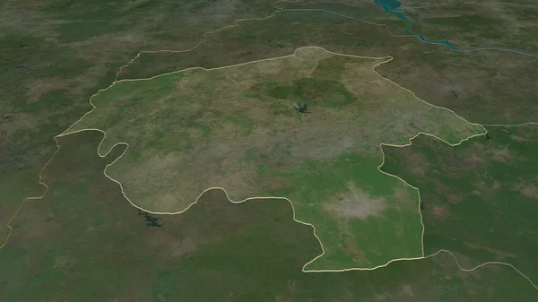 Zoom Oyo Negara Bagian Nigeria Digariskan Oblique Perspektif Citra Satelit — Stok Foto