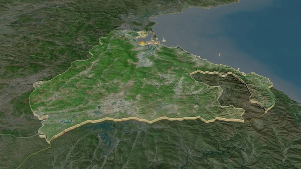 Zoom Auf Kangwon Provinz Nordkorea Schräge Perspektive Satellitenbilder Rendering — Stockfoto