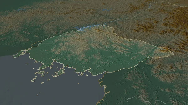 Inzoomen Yongan Bukto Provincie Noord Korea Geschetst Obliek Perspectief Topografische — Stockfoto