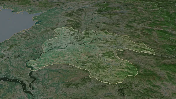 放大P Yongyang 北朝鲜特大城市 斜的角度 卫星图像 3D渲染 — 图库照片
