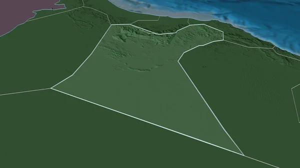 Zoom Dakhliyah Regione Dell Oman Delineato Prospettiva Obliqua Mappa Colorata — Foto Stock