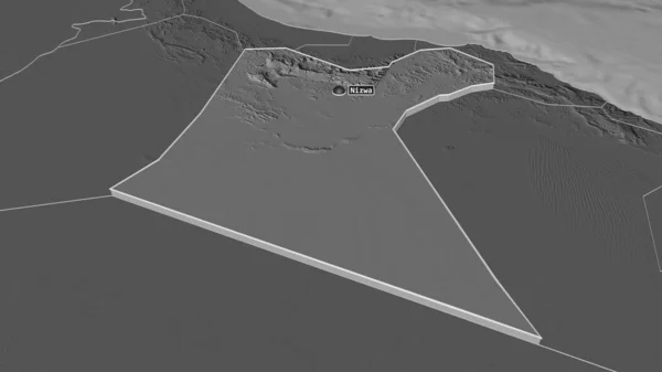 Zoom Dakhliyah Região Omã Extrudado Perspectiva Oblíqua Mapa Elevação Bilevel — Fotografia de Stock