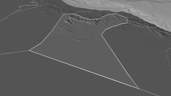 Zoom Dakhliyah Região Omã Delineado Perspectiva Oblíqua Mapa Elevação Bilevel — Fotografia de Stock