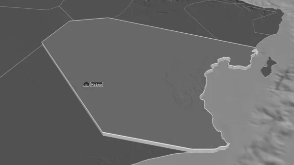Zoom Auf Wusta Region Oman Schräge Perspektive Karte Der Höhenlage — Stockfoto