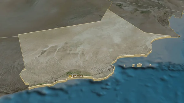 Μεγέθυνση Dhofar Επαρχία Του Ομάν Εξωθημένη Λήθη Προοπτική Δορυφορικές Εικόνες — Φωτογραφία Αρχείου