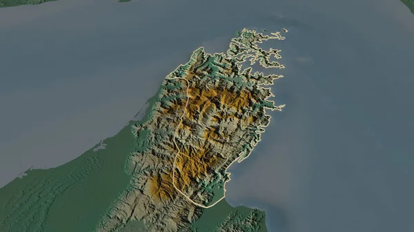 Zoom Musandam Província Omã Delineado Perspectiva Oblíqua Mapa Topográfico Relevo — Fotografia de Stock