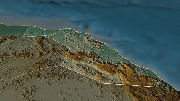 Ampliar Mascate Provincia Omán Esbozado Perspectiva Oblicua Mapa Topográfico Relieve — Foto de Stock