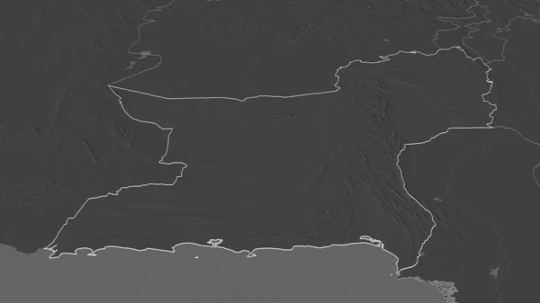 Ampliar Baluchistán Provincia Pakistán Esbozado Perspectiva Oblicua Mapa Elevación Bilevel —  Fotos de Stock