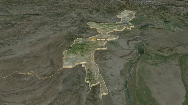 Zoom Avant Sur Territoire Pakistan Extrudé Perspective Oblique Imagerie Satellite — Photo