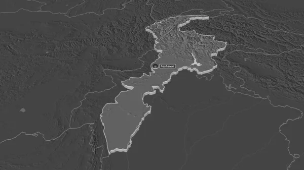 Zoom Auf Provinz Pakistan Extrudiert Schräge Perspektive Karte Der Höhenlage — Stockfoto