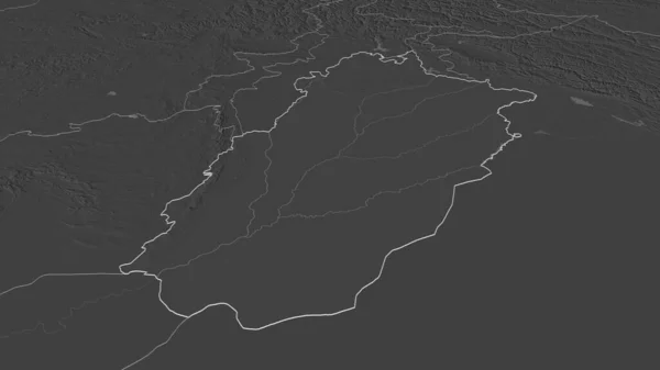 Ampliar Punjab Provincia Pakistán Esbozado Perspectiva Oblicua Mapa Elevación Bilevel —  Fotos de Stock