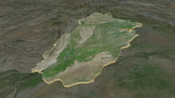Zoom Sur Pendjab Province Pakistan Extrudé Perspective Oblique Imagerie Satellite — Photo