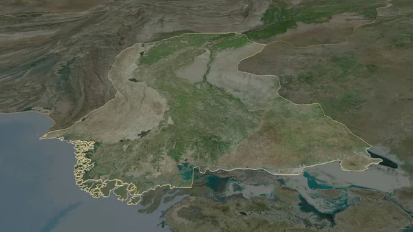 Zoom Sur Sind Province Pakistan Esquissé Perspective Oblique Imagerie Satellite — Photo