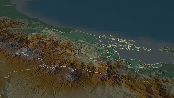 Zoom Bocas Del Toro Province Panama Outlined Oblique Perspective Topographic — Stock Photo, Image