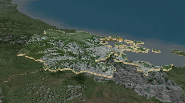 ボカス パナマ県 のズームアウト 嘘の見方だ 衛星画像 3Dレンダリング — ストック写真