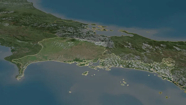 简要介绍了Chiriqui 巴拿马省 的情况 斜的角度 卫星图像 3D渲染 — 图库照片