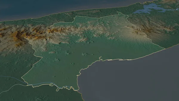 Zoom Auf Cocle Provinz Panama Umrissen Schräge Perspektive Topographische Reliefkarte — Stockfoto
