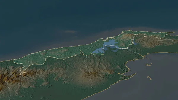 コロン パナマの州 でズームアウト概要 嘘の見方だ 地表水と地形救援マップ 3Dレンダリング — ストック写真