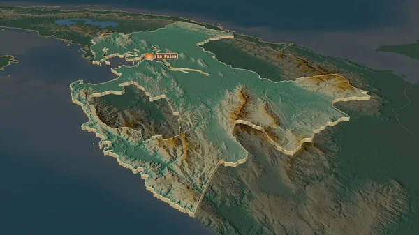 Zoom Darien Province Panama Extruded Oblique Perspective Topographic Relief Map — Stock Photo, Image