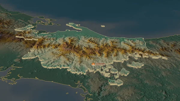 Ampliar Ngobe Bugle Territorio Indígena Panamá Extruido Perspectiva Oblicua Mapa — Foto de Stock