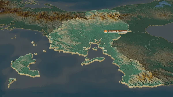 Приблизь Верагуасу Провинция Панама Экструдированный Непристойная Перспектива Карта Рельефа Поверхностными — стоковое фото