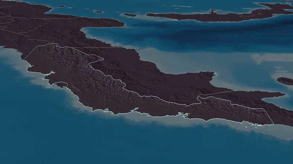 Zoom Auf Central Provinz Papua Neuguinea Skizziert Schräge Perspektive Farbige — Stockfoto