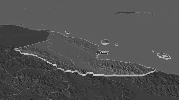 Zoom Auf Madang Provinz Papua Neuguinea Schräge Perspektive Karte Der — Stockfoto