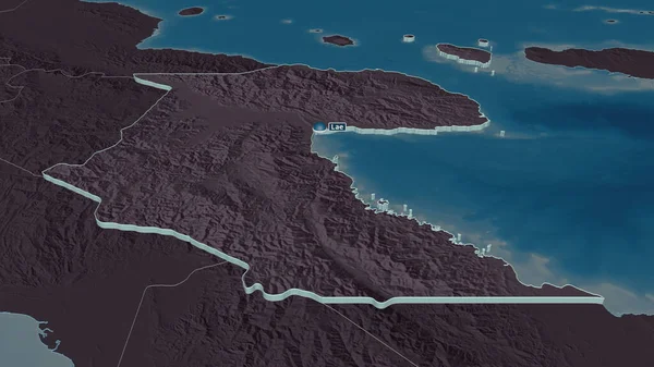 Zoom Sur Morobe Province Papouasie Nouvelle Guinée Extrudé Perspective Oblique — Photo