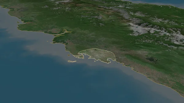 ナショナル キャピタル ディストリクト パプアニューギニアの地区 のズームアウト概要 嘘の見方だ 衛星画像 3Dレンダリング — ストック写真