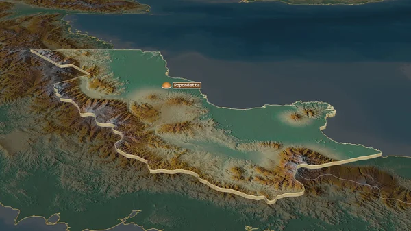 Zoom Auf Oro Provinz Papua Neuguinea Schräge Perspektive Topographische Reliefkarte — Stockfoto