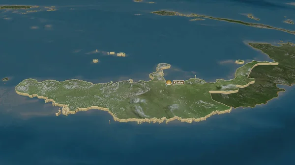 放大西不列颠 巴布亚新几内亚省 的挤压 斜的角度 卫星图像 3D渲染 — 图库照片