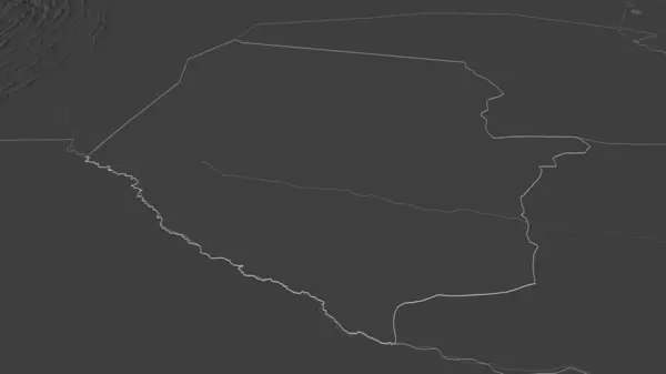 Přiblížit Boqueron Oddělení Paraguay Nastínil Úhlová Perspektiva Bilevel Elevační Mapa — Stock fotografie