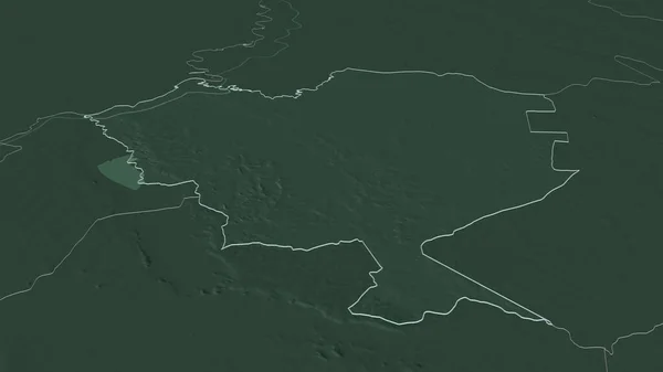 Zoom Sulla Cordigliera Dipartimento Del Paraguay Delineato Prospettiva Obliqua Mappa — Foto Stock