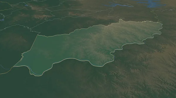 Powiększ Itapuę Departament Paragwaju Perspektywa Ukośna Mapa Pomocy Topograficznej Wodami — Zdjęcie stockowe