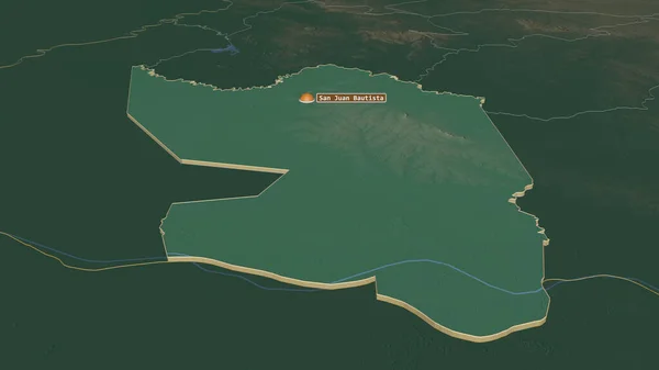 Misiones Department Paraguary でズームアウト 嘘の見方だ 地表水と地形救援マップ 3Dレンダリング — ストック写真