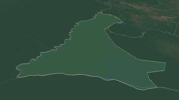 Zoom Neembucu Department Paraguay Outlined Oblique Perspective Topographic Relief Map — Stock Photo, Image