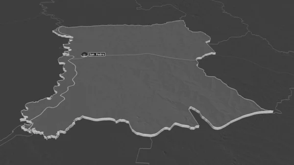 Zoom San Pedro Dipartimento Del Paraguay Estruso Prospettiva Obliqua Mappa — Foto Stock