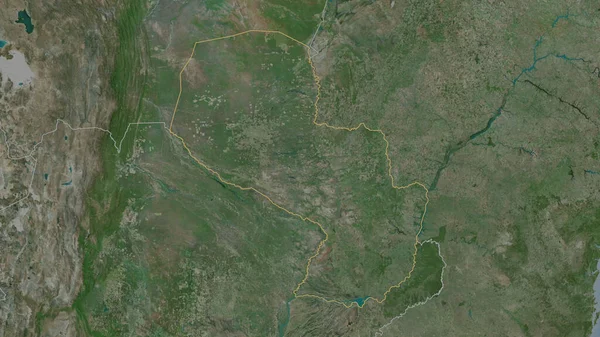 Paraguay Bölgesinin Ana Hatları Uydu Görüntüleri Görüntüleme — Stok fotoğraf