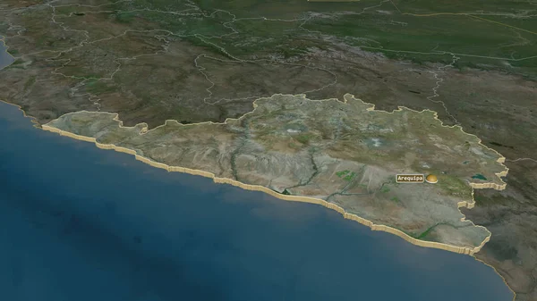 Zooma Arequipa Regionen Peru Extruderad Svagt Perspektiv Satellitbilder Rendering — Stockfoto
