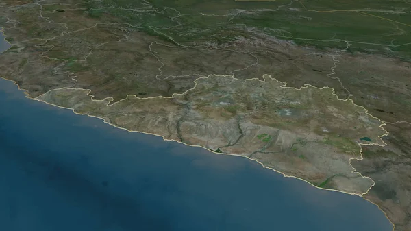 Zooma Arequipa Regionen Peru Beskrivs Svagt Perspektiv Satellitbilder Rendering — Stockfoto