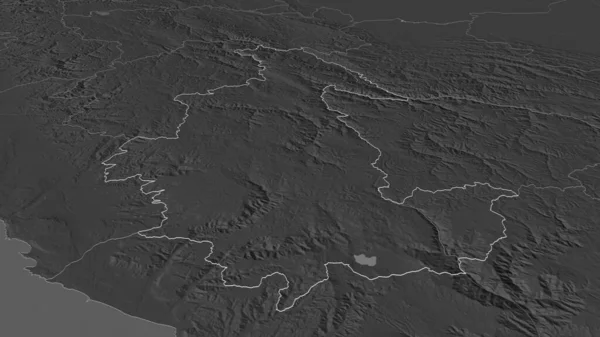 Ampliar Ayacucho Región Perú Esbozado Perspectiva Oblicua Mapa Elevación Bilevel — Foto de Stock