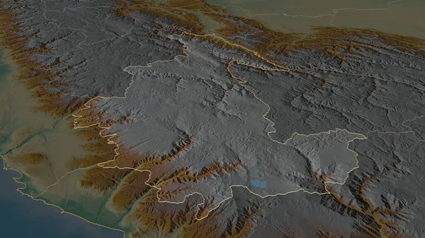 Ampliar Ayacucho Región Perú Esbozado Perspectiva Oblicua Mapa Topográfico Relieve — Foto de Stock