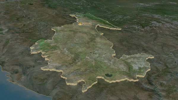 Zoom Ayacucho Regione Del Perù Estruso Prospettiva Obliqua Immagini Satellitari — Foto Stock