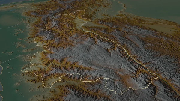 Zoom Cajamarca Regione Del Perù Delineato Prospettiva Obliqua Mappa Topografica — Foto Stock