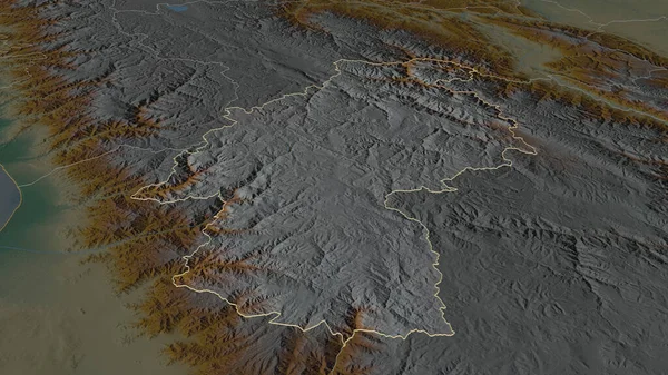 Zoom Sur Huancavelica Région Pérou Perspective Oblique Carte Topographique Relief — Photo