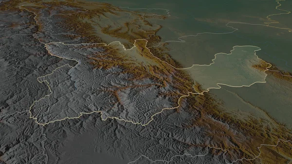 Ampliar Huanuco Región Perú Delineado Perspectiva Oblicua Mapa Topográfico Relieve — Foto de Stock